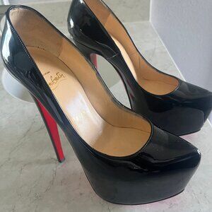 Christian Louboutin Black Patent Leather Daffodile Pumps 37.5